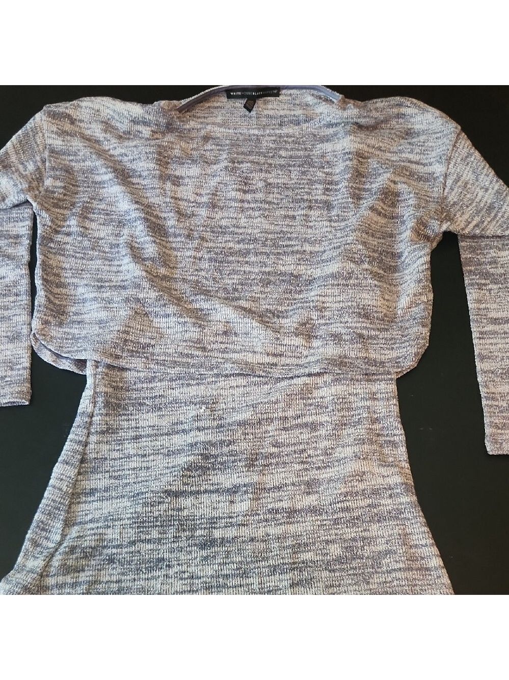 White House Black Market  Blue Marled Two Piece Long Sleeve Sparkly Sweater
